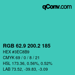 カラーコード: RGB 62.9 200.2 185 | qconv.com