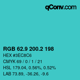 Color code: RGB 62.9 200.2 198 | qconv.com