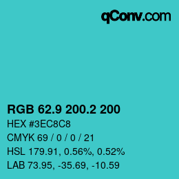 カラーコード: RGB 62.9 200.2 200 | qconv.com