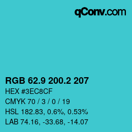 カラーコード: RGB 62.9 200.2 207 | qconv.com