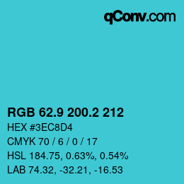 カラーコード: RGB 62.9 200.2 212 | qconv.com