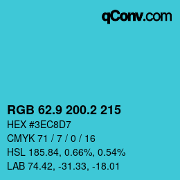 カラーコード: RGB 62.9 200.2 215 | qconv.com