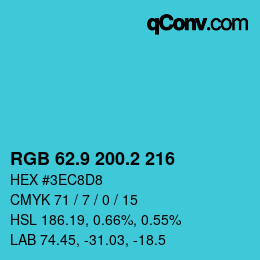 カラーコード: RGB 62.9 200.2 216 | qconv.com