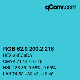 Color code: RGB 62.9 200.2 218 | qconv.com