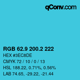 カラーコード: RGB 62.9 200.2 222 | qconv.com