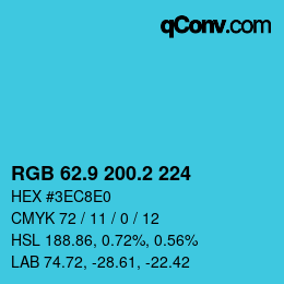 カラーコード: RGB 62.9 200.2 224 | qconv.com