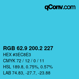 Color code: RGB 62.9 200.2 227 | qconv.com
