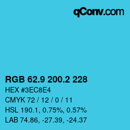 カラーコード: RGB 62.9 200.2 228 | qconv.com