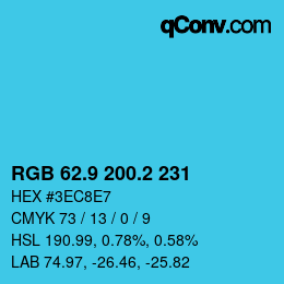 Color code: RGB 62.9 200.2 231 | qconv.com