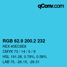 Color code: RGB 62.9 200.2 232 | qconv.com