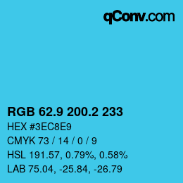 Color code: RGB 62.9 200.2 233 | qconv.com