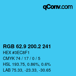 Color code: RGB 62.9 200.2 241 | qconv.com