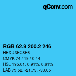 Color code: RGB 62.9 200.2 246 | qconv.com