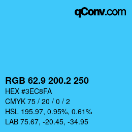Color code: RGB 62.9 200.2 250 | qconv.com