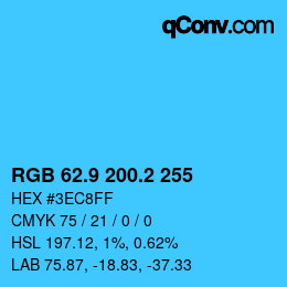 Color code: RGB 62.9 200.2 255 | qconv.com