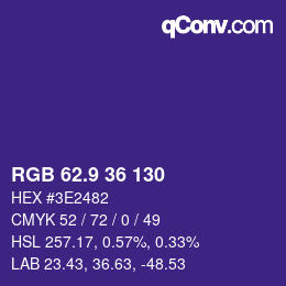カラーコード: RGB 62.9 36 130 | qconv.com