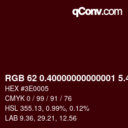 カラーコード: RGB 62 0.40000000000001 5.4 | qconv.com