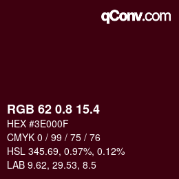 カラーコード: RGB 62 0.8 15.4 | qconv.com