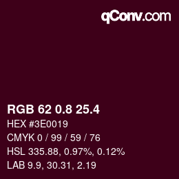 カラーコード: RGB 62 0.8 25.4 | qconv.com