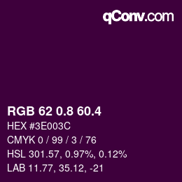 カラーコード: RGB 62 0.8 60.4 | qconv.com