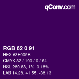 颜色代码: RGB 62 0 91 | qconv.com