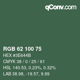 カラーコード: RGB 62 100 75 | qconv.com