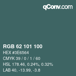 Farbcode: RGB 62 101 100 | qconv.com