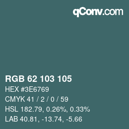 Color code: RGB 62 103 105 | qconv.com