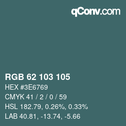 Color code: RGB 62 103 105 | qconv.com