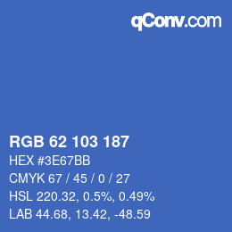 Color code: RGB 62 103 187 | qconv.com