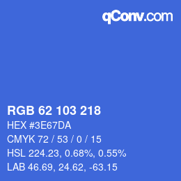 Color code: RGB 62 103 218 | qconv.com