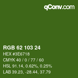 カラーコード: RGB 62 103 24 | qconv.com