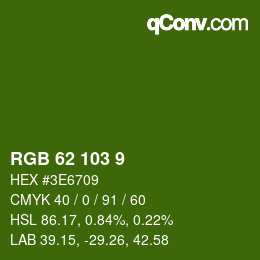 Color code: RGB 62 103 9 | qconv.com