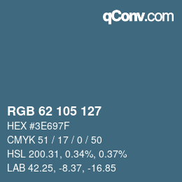 Color code: RGB 62 105 127 | qconv.com
