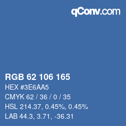 カラーコード: RGB 62 106 165 | qconv.com