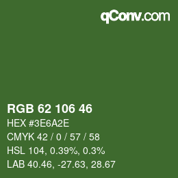 Farbcode: RGB 62 106 46 | qconv.com