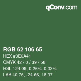 カラーコード: RGB 62 106 65 | qconv.com