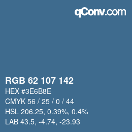 Farbcode: RGB 62 107 142 | qconv.com