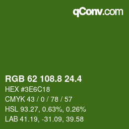 カラーコード: RGB 62 108.8 24.4 | qconv.com