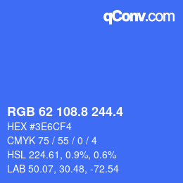 カラーコード: RGB 62 108.8 244.4 | qconv.com