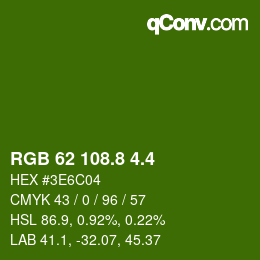 カラーコード: RGB 62 108.8 4.4 | qconv.com