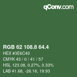 カラーコード: RGB 62 108.8 64.4 | qconv.com