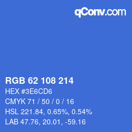 Color code: RGB 62 108 214 | qconv.com
