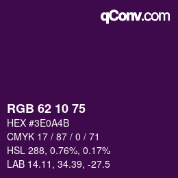 カラーコード: RGB 62 10 75 | qconv.com