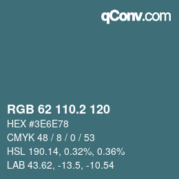 カラーコード: RGB 62 110.2 120 | qconv.com