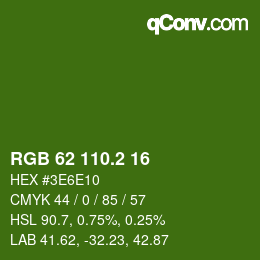 カラーコード: RGB 62 110.2 16 | qconv.com