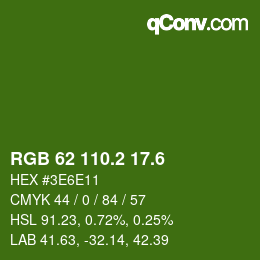 カラーコード: RGB 62 110.2 17.6 | qconv.com