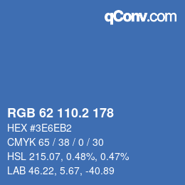 カラーコード: RGB 62 110.2 178 | qconv.com