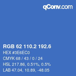 カラーコード: RGB 62 110.2 192.6 | qconv.com
