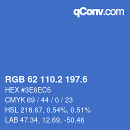 カラーコード: RGB 62 110.2 197.6 | qconv.com